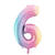 Folienballon Zahl 6 - 86 cm - Pastell Regenbogen - Zahl: 6