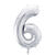 Folienballon Gro� Zahl 6 - 86 cm - Silber - Zahl: 6