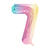 Folienballon Zahl 7 - 86 cm - Pastell Regenbogen - Zahl: 7