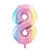 Folienballon Zahl 8 - 86 cm - Pastell Regenbogen - Zahl: 8