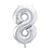 Folienballon Gro� Zahl 8 - 86 cm - Silber - Zahl: 8