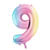 Folienballon Zahl 9 - 86 cm - Pastell Regenbogen - Zahl: 9