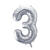 Folienballon Medium Zahl 3 - 72 cm - Silber - Zahl: 3