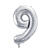 Folienballon Medium Zahl 9 - 72 cm - Silber - Zahl: 9