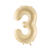 Folienballon Medium Zahl 3 - 72 cm - Beige - Zahl: 3