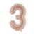 Folienballon Medium Zahl 3 - 72 cm - Dunkelbeige matt - Zahl: 3