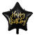 Folienballon Stern Happy Birthday / Geburtstag - 40 cm - Schwarz