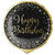 Folienballon Starlight Birthday, gold-schwarz, holografisch, ca. 45 cm, Happy Birthday - Happy Birthday
