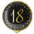 Folienballon Starlight Birthday, gold-schwarz, holografisch, ca. 45 cm, 18. Geburtstag