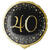 Folienballon Starlight Birthday, gold-schwarz, holografisch, ca. 45 cm, 40. Geburtstag - 40. Geburtstag