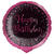 Folienballon Starlight Birthday, pink-schwarz, holografisch, ca. 45 cm, Happy Birthday - Happy Birthday