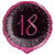 Folienballon Starlight Birthday, pink-schwarz, holografisch, ca. 45 cm, 18. Geburtstag