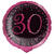 Folienballon Starlight Birthday, pink-schwarz, holografisch, ca. 45 cm, 30. Geburtstag - 30. Geburtstag