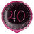 Folienballon Starlight Birthday, pink-schwarz, holografisch, ca. 45 cm, 40. Geburtstag - 40. Geburtstag