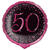 Folienballon Starlight Birthday, pink-schwarz, holografisch, ca. 45 cm, 50. Geburtstag - 50. Geburtstag
