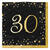 Servietten Starlight Birthday, schwarz-gold, 33 x 33 cm, 16 St�ck, 30. Geburtstag - 30. Geburtstag