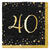 Servietten Starlight Birthday, schwarz-gold, 33 x 33 cm, 16 St�ck, 40. Geburtstag - 40. Geburtstag