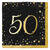 Servietten Starlight Birthday, schwarz-gold, 33 x 33 cm, 16 St�ck, 50. Geburtstag - 50. Geburtstag