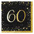 Servietten Starlight Birthday, schwarz-gold, 33 x 33 cm, 16 St�ck, 60. Geburtstag - 60. Geburtstag