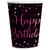 Pappbecher Starlight Birthday, pink-schwarz, 250 ml, 8 St�ck, Happy Birthday