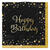 Servietten Starlight Birthday, schwarz-gold, 33 x 33 cm, 16 St�ck, Happy Birthday