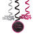 Deko-Spiralen Starlight Birthday, pink-schwarz, 61 cm, 6 St�ck, Happy Birthday