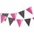 Wimpelkette Starlight Birthday, pink-schwarz, aus Papier, 400 x 19 cm, Happy Birthday