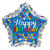 Folienballon Stern Happy-Birthday / Herzlichen Glückwunsch Triangles XL, ca. 71 cm