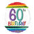 Folienballon Happy-Birthday / Herzlichen Glückwunsch Rainbow 60th, ca. 45 cm