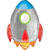 Folienballon Rakete, 53x73 cm, 1 Stück - Folienballon Rakete