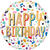 Folienballon Happy Birthday Konfetti wei