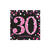 Servietten Sparkling pink 30, 33x33cm, 16 Stk. - Serviette Sparkling 30. Geburtstag Pink
