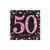 Servietten Sparkling pink 50, 33x33cm, 16 Stk. - Serviette Sparkling 50. Geburtstag Pink