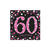 Servietten Sparkling pink 60, 33x33cm, 16 Stk. - Serviette Sparkling 60. Geburtstag Pink