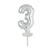 SALE Folienballon Cake Topper Zahl 3 Silber, ca. 13 cm - Ziffer: 3