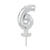SALE Folienballon Cake Topper Zahl 6 Silber, ca. 13 cm - Ziffer: 6