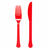 NEU Mehrweg-Besteck-Set Messer und Gabel aus Kunststoff, je 12 Stck, rot - Rot