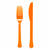 NEU Mehrweg-Besteck-Set Messer und Gabel aus Kunststoff, je 12 Stck, orange - Orange