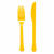 NEU Mehrweg-Besteck-Set Messer und Gabel aus Kunststoff, je 12 Stck, gelb - Gelb