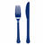 NEU Mehrweg-Besteck-Set Messer und Gabel aus Kunststoff, je 12 Stck, dunkelblau - Dunkelblau