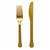 NEU Mehrweg-Besteck-Set Messer und Gabel aus Kunststoff, je 12 Stck, gold - Gold