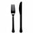 NEU Mehrweg-Besteck-Set Messer und Gabel aus Kunststoff, je 12 Stck, schwarz - Schwarz