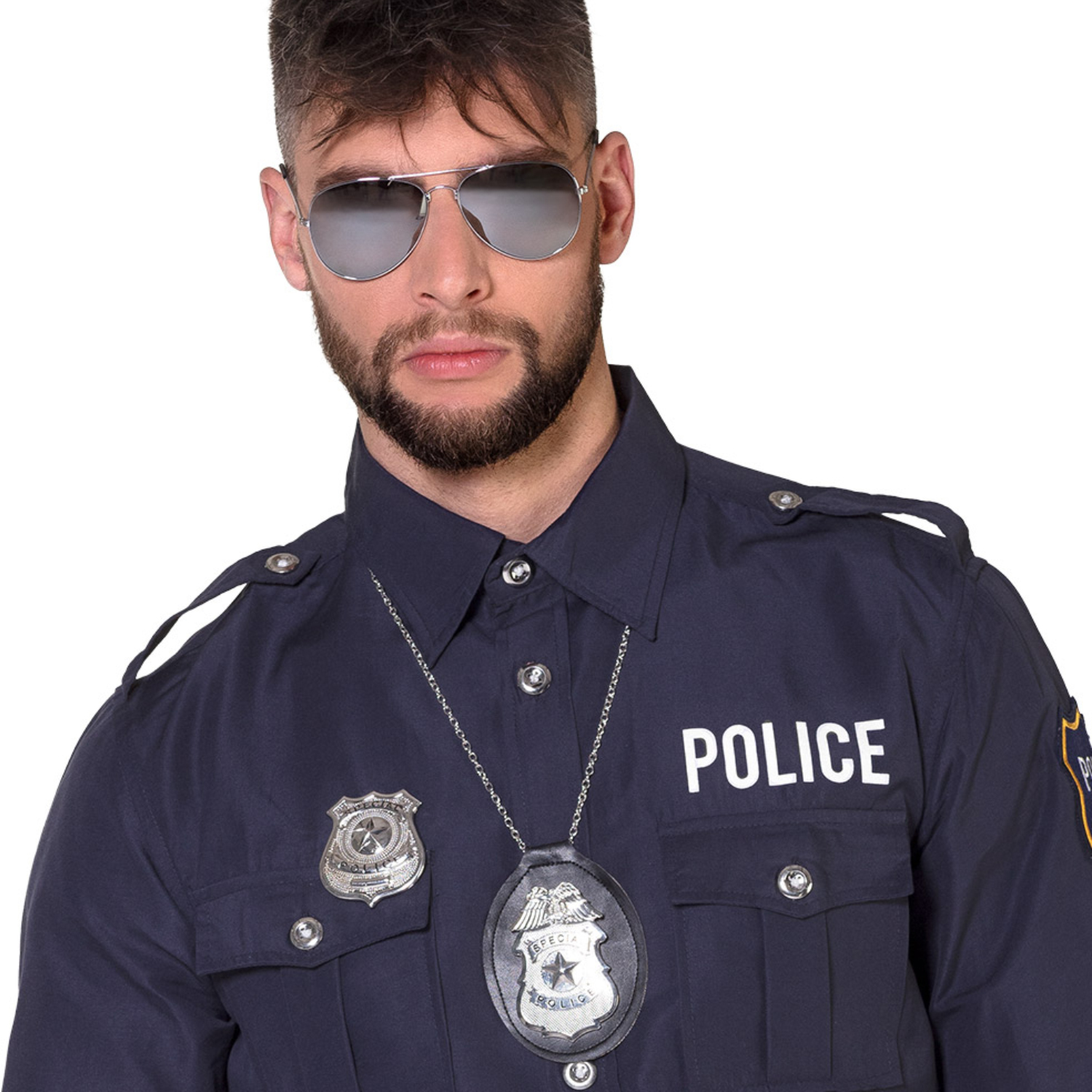 NEU Kostüm-Set Police Officer, mit Brille, Abzeichen und Marke Bild 2