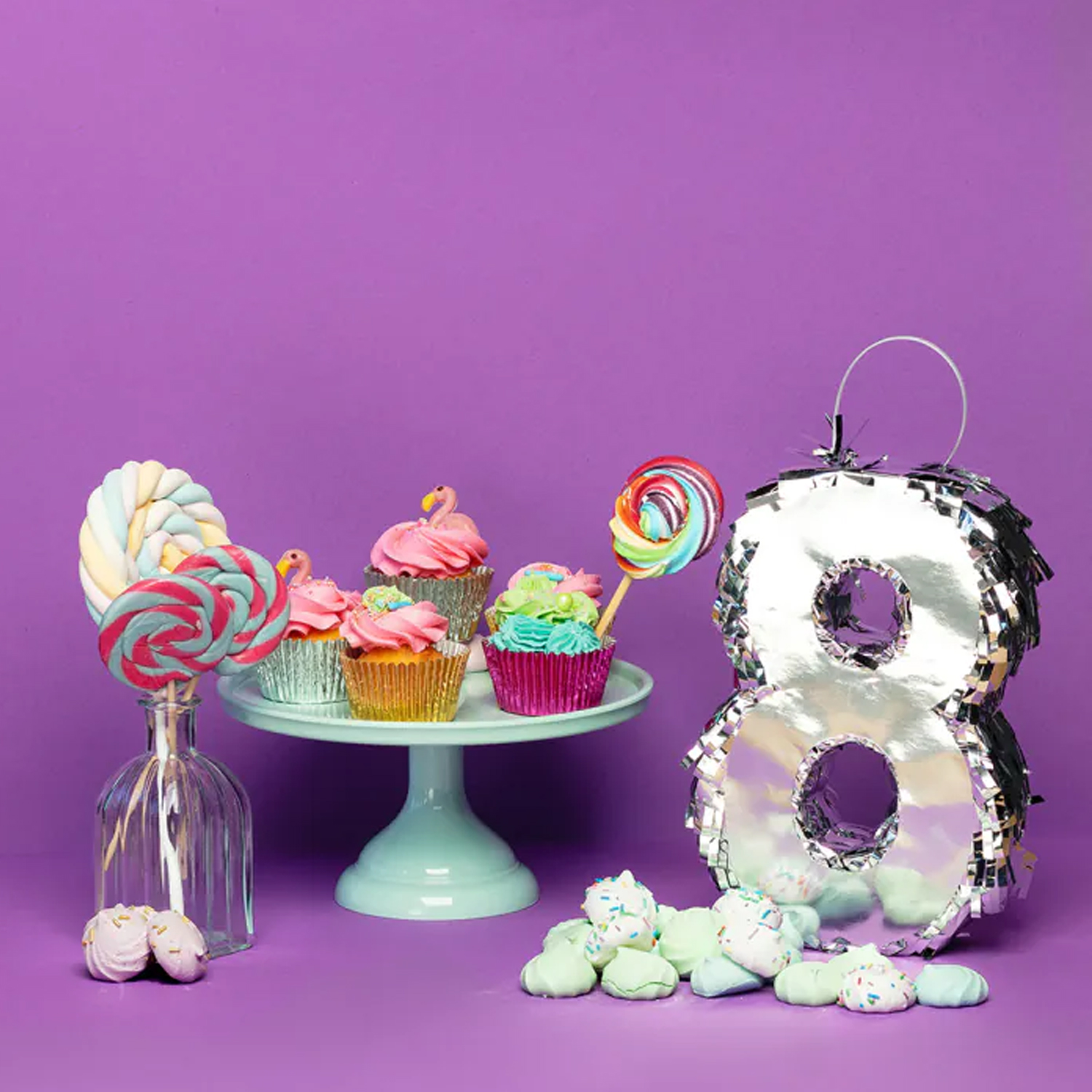 NEU Mini-Zahlen-Pinata silber, 25x16x5cm, Ziffer 0 Bild 2