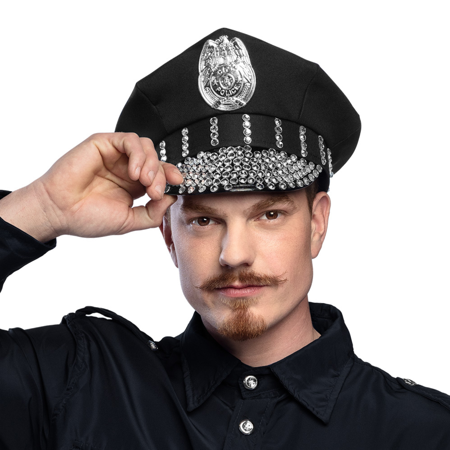 NEU Hut/Mütze Glamour Polizistin, mit Schmucksteinen Bild 3
