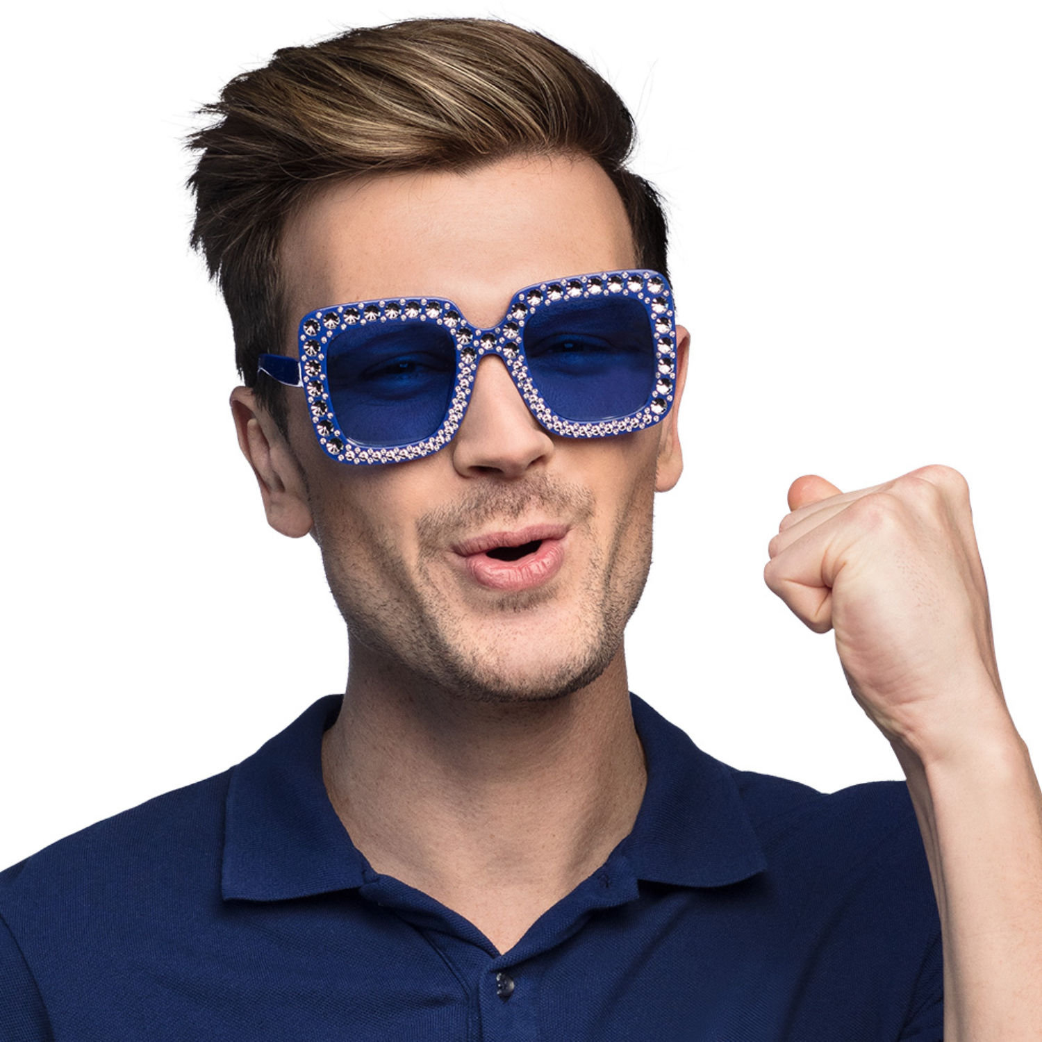 NEU Brille Party blau, mit Schmucksteinen Bild 3