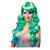 Perücken Damen Langhaar mit Pony Meerjungfrau Aqua, blau-grün