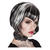 Perücke Damen Bob Pagenkopf Vampir-Lady gesträhnt, grau-schwarz - mit Haarnetz Bild 2