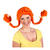 Perücke Damen mit zwei geflochtenen Zöpfen und Pony Heidi, orange - mit Haarnetz Bild 2