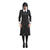 NEU Damen-Kostm Wednesday Addams, schwarzes Kleid mit weien Motiven, Gr. XS